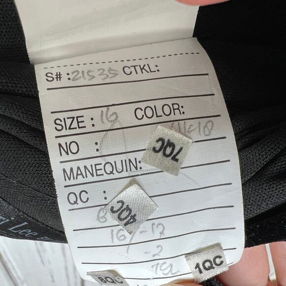 Mori Lee Black Velvet Chiffon Gown Dress Plus Size 16 - Picture 7 of 15